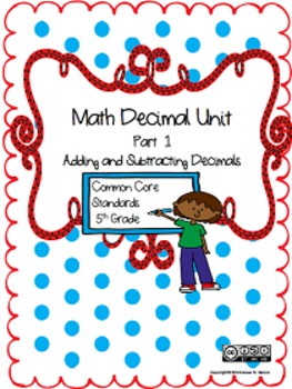 Preview of Math Decimal Unit Addition and Subtraction Grade 5