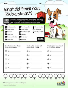 riddle worksheets grade 4 math 4th,  Decimals  Math Worksheets Riddles 6th   5th, Math