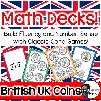 Preview of Math Decks! Build Fluency with Card Games (British UK Coins)