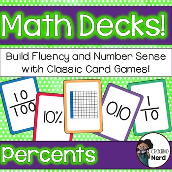 Preview of Math Decks! Build Fluency with Card Games (Percents)