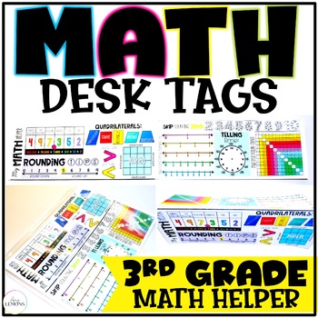 Preview of Math Desk Helper Tag for 3rd Grade w/ 3rd Grade Math Skills & Strategy Resource