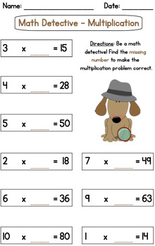 Preview of Math Detective - Multiplication (Facts 0-10) (Notebook file)
