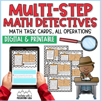Preview of Multi-Step Math Detectives Task Cards