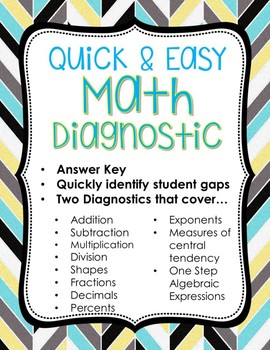 Preview of Math Diagnostic with Answer Key