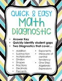 Math Diagnostic with Answer Key