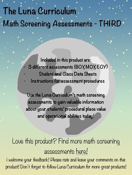 Preview of Math Diagnostic Screening Assessment - Third Grade