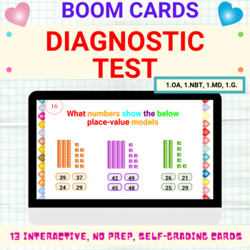 Preview of Math Diagnostic Test 1st Grade Math Review 1st Grade Math Recap Boom FREE SAMPLE