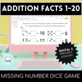 Math Dice Game Worksheet for Addition Fact Practice | Digi