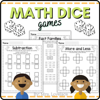 Math Dice Games for Kindergarten and First Grade by Mrs Lovelace