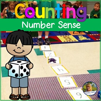 Preview of Dice Math Game Number Sense Writing Numbers Counting Gross Motor