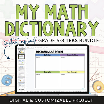 Preview of Gr. 6-8 TEKS Bundle Math Dictionary Digital Resource | Math Vocabulary Project