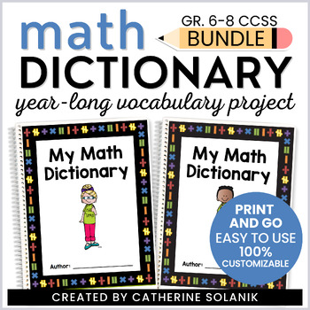 Preview of Gr. 6-8 CCSS Bundle Math Dictionary Student-Led Math Vocabulary | Editable