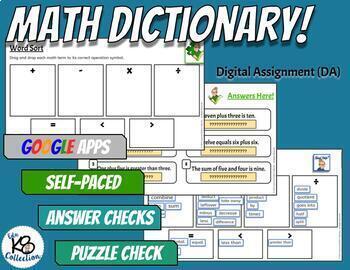 Preview of Math Dictionary!  - Digital Assignment