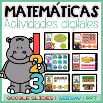 Preview of Math Review Digital Activities in Spanish | Actividades de números y matemáticas