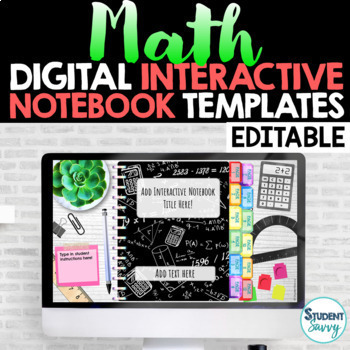 Preview of Math Digital Interactive Notebook Templates EDITABLE | Google Slides™