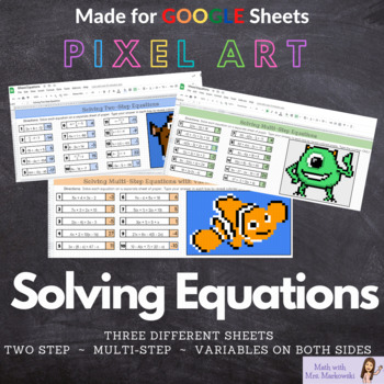 Preview of Math Digital Pixel Art Solving Equations - Two-Step, Multi-Step and VOBS