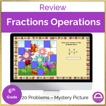 Preview of Math Digital Resource 6th Grade | Fractions Operations Mystery Picture