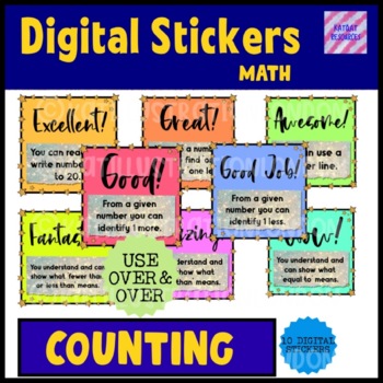 Preview of Math Digital Stickers For See Saw and Google - Counting - KG Math