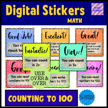 Preview of Math Digital Stickers For See Saw and Google - counting to and from 100