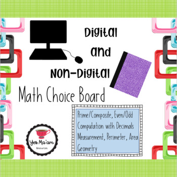 Preview of DISTANCE LEARNING-Math Digital and Non-Digital Choice Board Homework