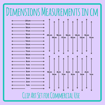 Measure Arrows for Area / Perimeter in Centimeters (CM) Math Clip Art