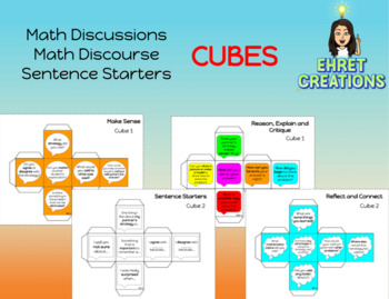Preview of Math Discussions Discourse Sentence Starters in Cubes (iReady Math)