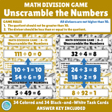 Math Division Game Task Cards | Unscramble the Numbers