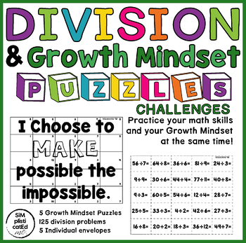 Preview of Math Division Growth Mindset Puzzle Challenges