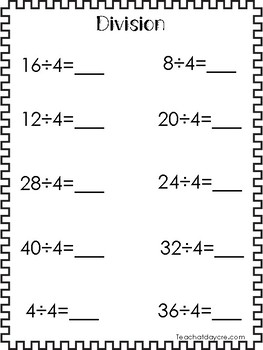Math Division Printable Worksheets. 2nd-4th Grade Math. by Teach At Daycare