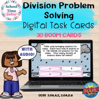 Preview of Math Division Problem Solving with Audio BOOM Cards