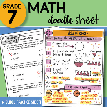 Preview of Math Doodle - Area of Circle - Easy to Use Notes with PowerPoint