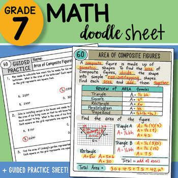 Preview of Math Doodle - Area of Composite Figures - Easy to Use Notes with PPT