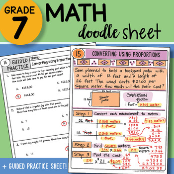 Preview of Math Doodle - Converting Using Proportions - Easy to Use Notes - PPT Included!