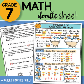 Preview of Math Doodle - Determining if Two 4-Sided Figures are Similar - Easy to Use Notes