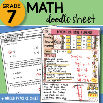 Preview of Math Doodle - Dividing Rational Numbers - Easy to Use Notes with PowerPoint