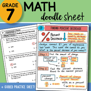 Preview of Math Doodle - Finding Percent Decrease - Easy to Use Notes! with PowerPoint