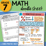 Math Doodle - Finding Percent Decrease - Easy to Use Notes