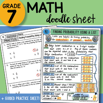 Preview of Math Doodle - Finding Probability Using a List - Easy to Use Notes with PPT!