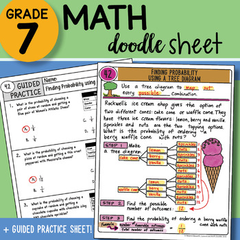 Preview of Math Doodle - Finding Probability using a Tree Diagram - Easy to Use Notes w PPT