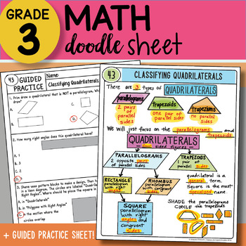 Preview of Math Doodle Sheet - Classifying Quadrilaterals - EASY to Use Notes - with PPT
