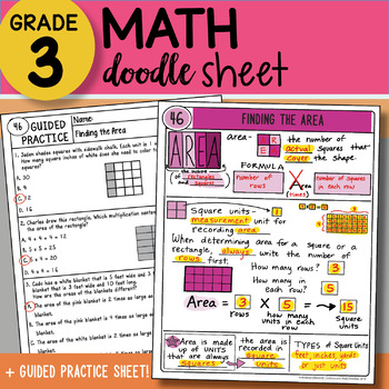 Preview of Math Doodle Sheet - Finding the Area - EASY to Use Notes with PowerPoints