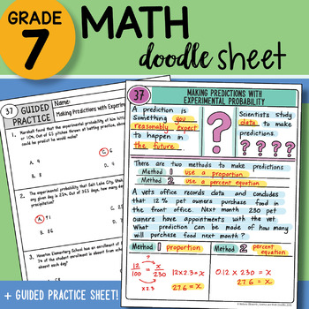 Preview of Math Doodle Sheet - Making Predictions with Experimental Probability - w PPT!