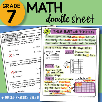 Preview of Math Doodle - Similar Shapes and Proportions - Easy to Use Notes with PPT