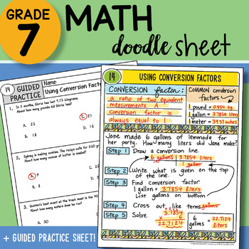 Preview of Math Doodle - Using Conversion Factors - Easy to Use Notes with PowerPoint