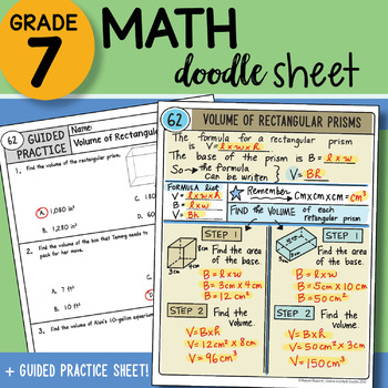 Preview of Math Doodle - Volume of Rectangular Prisms - Easy to Use Notes with PowerPoint