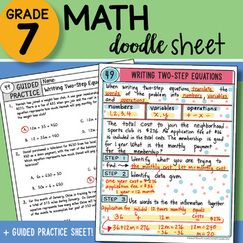 Math Doodle - Writing Two-Step Equations - Easy to Use Notes w PowerPoint