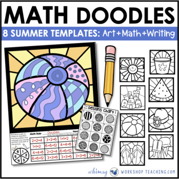 Preview of Math Doodles SUMMER Themes Integrated Math Art Writing Activities