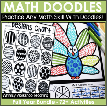 Preview of Math Doodles Seasonal BUNDLE Math + Art + Writing 1st Grade Kindergarten Easter