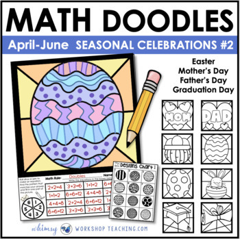 Preview of Math Doodles EASTER, Mother's Day Father's Day Integrated Math Art + Writing