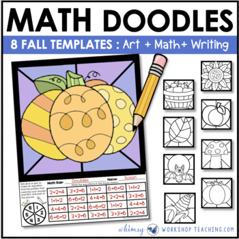 Preview of Math Doodles FALL AUTUMN Themed Integrated Math Art Writing Activities